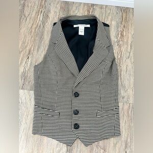 Diane von Furstenberg Black and White Houndstooth Vest